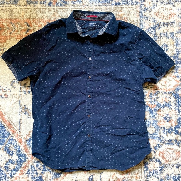 Denim Flower Slim Fit Mens Button Up 